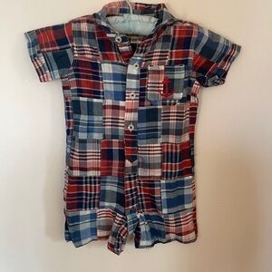 Hatley plaid one piece romper